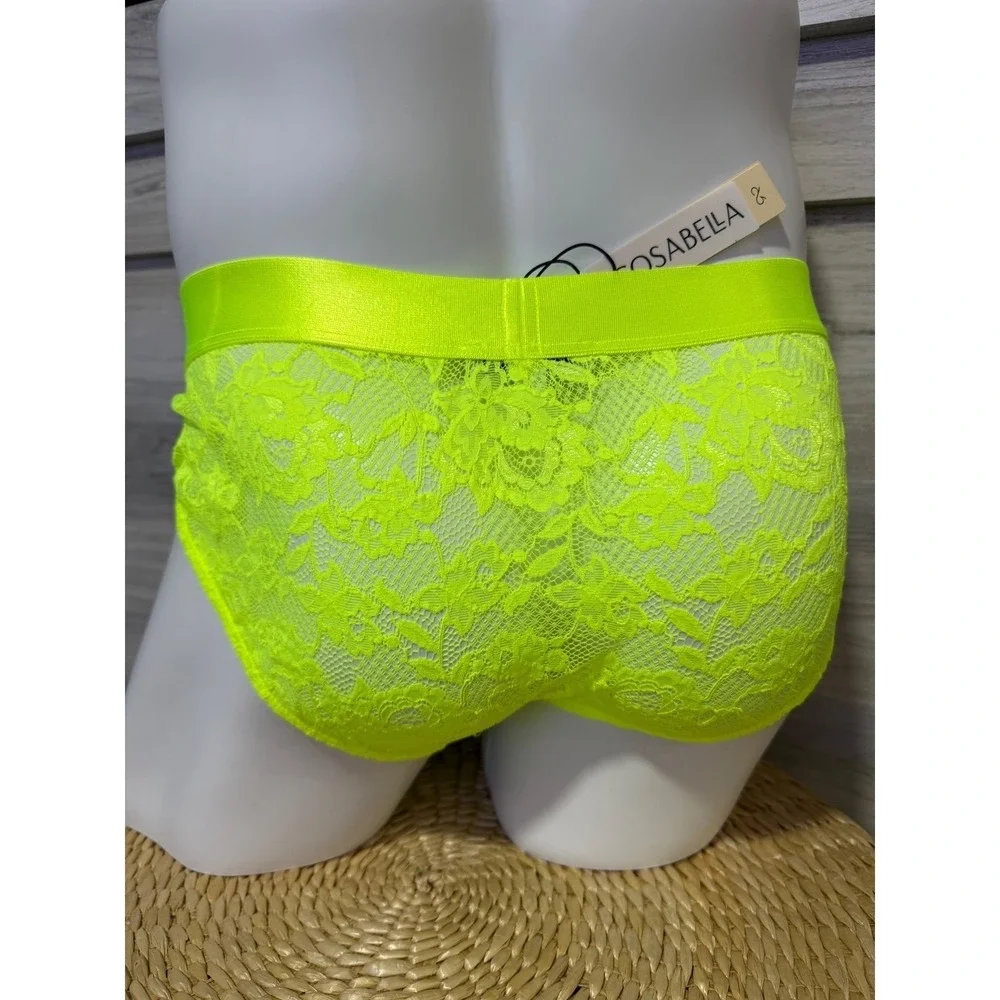 Cosabella Never Say Never Neon Yellow Lace Sports Brief Men's size  S‎ NWT